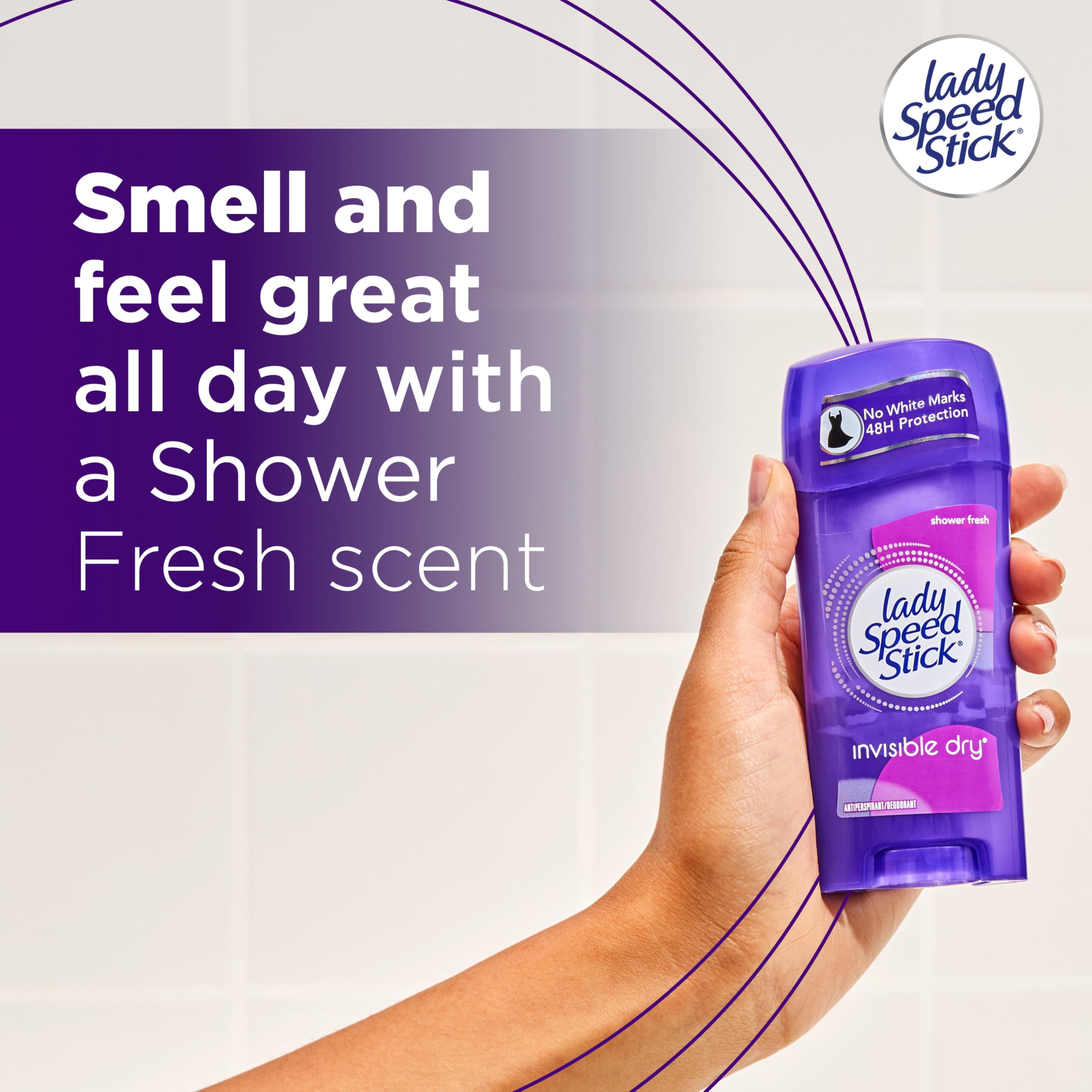 Lady Speed Stick Invisible Dry Antiperspirant Deodorant, Shower Fresh, 2.3oz, 4 Pack