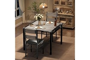 GarveeHome Dining Table Set for 2, Dining Table with 2 Upholstered Chairs, Wood 3-Piece Kitchen Dining Room Table Set with Co