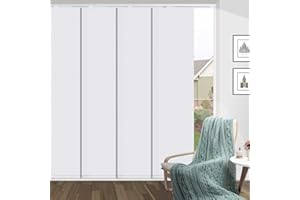 Blackout Sliding Panel Track Blind, White Adjustable Custom Cordless Vertical Blinds, UV Protection Window Blinds for Sliding