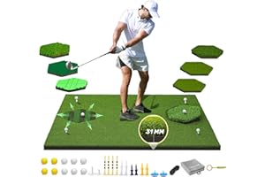 MyVoice 8-in-1 Golf Mat - Versatile 5x4ft Golf Hitting Mat for Indoor/Outdoor Practice - 8 Insert Mats - Premium Turf with Enhanced Impact Resistance - Anti-Slip Base - Ideal for Golfers of All Ages