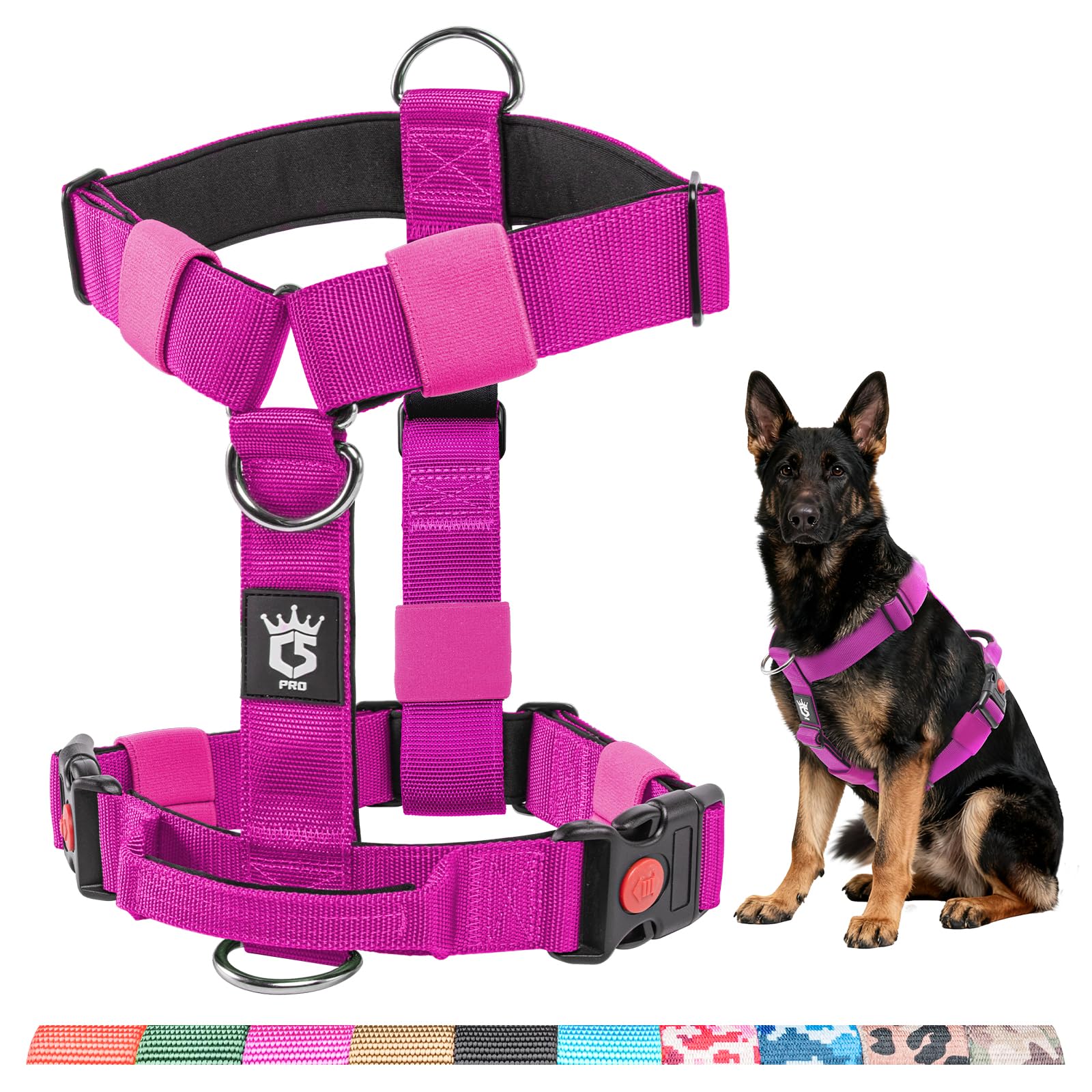 TSPRO Premium Ultraresistant No Pull Dog Harness for Medium to Large Dogs, Heavy Duty, Adjustable with Quick-Release Buckle & Padded Handle, for Walking, Hiking, Running (Purple L) — image 1