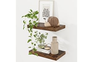 Heimlove 16 Inch Floating Shelves for Wall,9.3 Inch Deep Hanging Shelves Wall Mounted Set of 2,Wood Shelves for Bathroom,Kitc