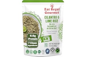 Eat Regal Cilantro & Lime Ready to Eat Rice, 1.5 Minutes Microwave Pouch, 7 Clean Non-GMO Ingredients, 6.6g Protein, No Clump & No Kneading, 8.8 oz – Shelf Stable Side Dish Pack of 6