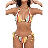 Edelqual Women Thong Bikini Set Sexy Two Piece String High Cut Triangle Swimsuit Brazilian Cheeky Bathing Suit Swimwear