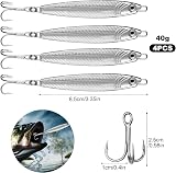 Annyswit 4 Pcs Metal Sea Lures Treble Hooks Silver Minnow Spoon 20g 30g 40g view 2