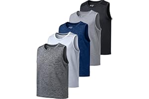 LIBERTY PRO 5 Pack Boys Dry-Fit Active Tank Tops Moisture-Wicking Athletic Sleeveless Shirts for Sports and Everyday Wear