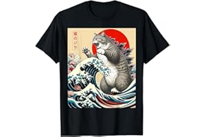 FUNNY CAT LOVER GIFTS GRAPHIC TEES ART Catzilla Cat Japanese Art Funny Cat Gifts for Men Women Kid T-Shirt