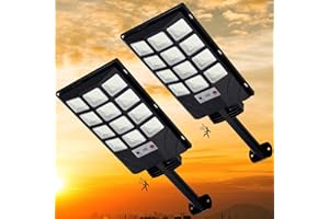TFKK Solar Lights Outdoor Motion Sensor, 6500K Dusk to Dawn LED Solar Street Light with Remote Control, IP65 Waterproof Solar Flood Lights for Outside Garden Yard, Solar Parking Lot Lights, 2PCS