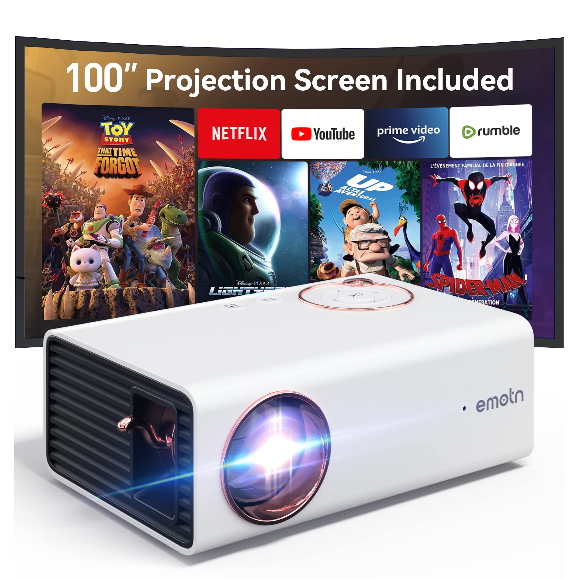 Emotn A1 Mini Projector, 1080P Supported Portable Projector,150ANSI Lumens Small Projector for Kids, Outdoor Projector Supports 45W Power Bank Supply with USB/HDMI/AV