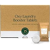 Cleanomic - Oxy Laundry Booster Tablets (White) - Oxy Cleaner Laundry Stain Remover, Color Safe Bleach, Laundry Whitener Brightener (25 Count)