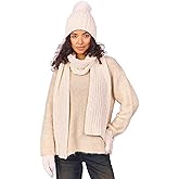 LyzerMia Womens Chenille Hat Gloves Scarf Set Winter Knit Touch Screen Gloves Warm Beanie with Gift Box