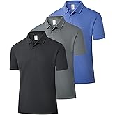 ZITY 3 Pack Mens Polo Shirts Short Sleeve Golf Polo Moisture Wicking Performance Collared Casual Tennis Athletic T-Shirt