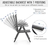 PHI VILLA 5 Pcs Garden Set with Table 94x94 Grey Adjustable Folding Chairs view 2