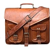15" leather messenger bag laptop case office briefcase gift for men computer distressed shoulder bag