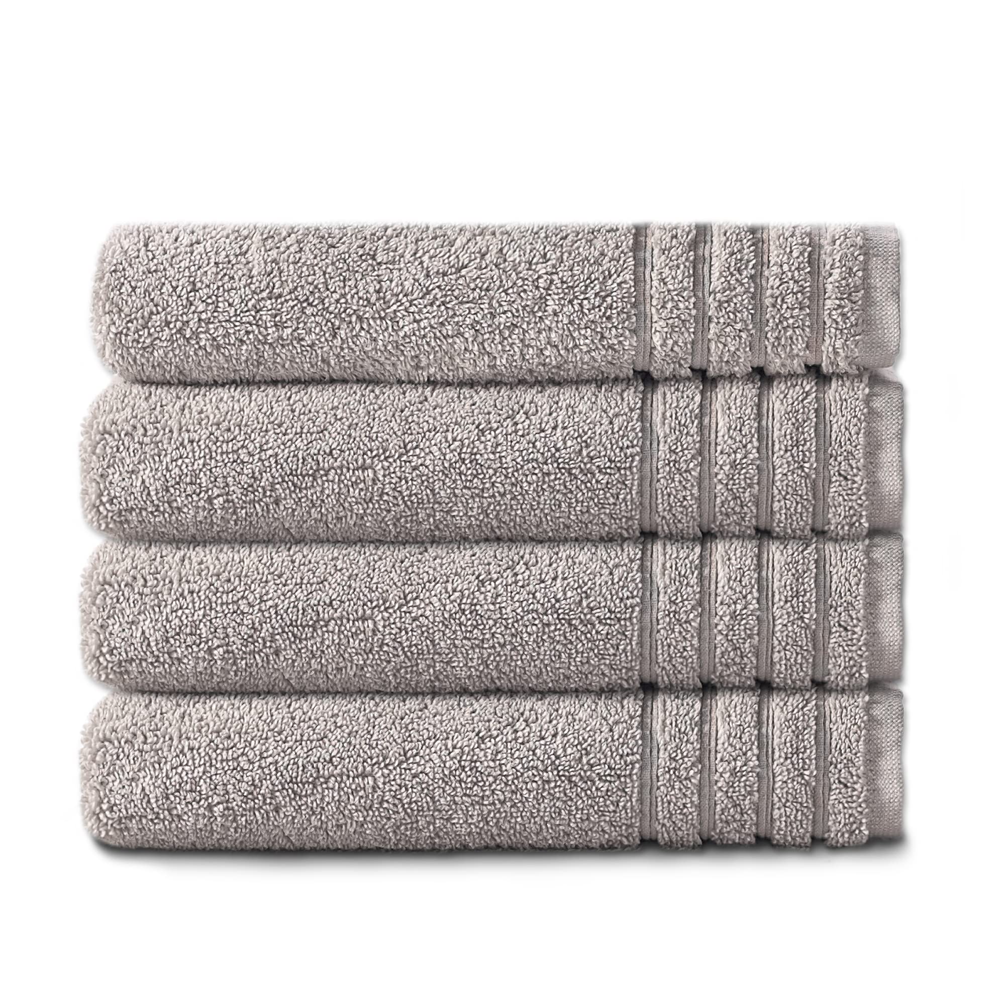 COTTON CRAFT Hand Towels - 4 Pack Ultra Soft Super Zero Twist 100% Cotton Bathroom Towels - Absorbent Low Lint Durable Everyday Luxury Hotel Spa Shower - 615 GSM - Oversized 16x30 - Light Grey