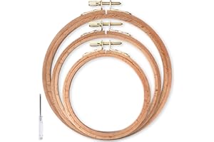 Caydo 3 Pieces Beech Wood Embroidery Hoops Set, 4 Inch to 6 Inch Round Embroidery Hoop Cross Stitch Hoop Rings for Embroidery, Sewing and Home Ornaments