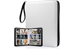 WOT I Trading Card Binder, 900 Pockets Baseball Card Binder Sleeves with Zipper, Double Sided Pockets Card Holder Carry Card Case for Baseball Card, Football Card(Silvery White)