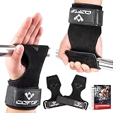 Weight Lifting Wrist Strap, Double-Layer Leather for Deadlift Powerlifting | Gym Strap with Adjustable Neoprene Padded Fit for 6.3"&ndash;8" Wrist, 8.07" Leather Strap, Gym Workout Lifting Hook (Pair)