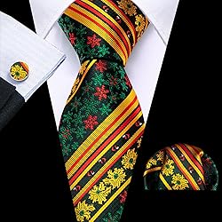 Barry.Wang Christmas Tie for Men with Tie Clip Xmas