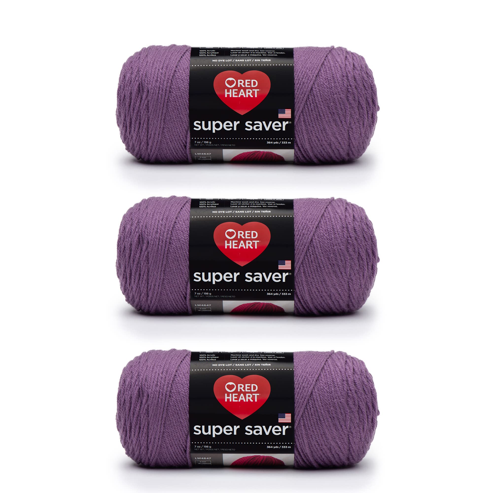 Red Heart Super Saver Pack of 3 - Medium Purple - 7oz/198g - Acrylic - 4 Medium (Worsted) - 364 Yards - Knitting, Crocheting, Crafts & Amigurumi — image 1