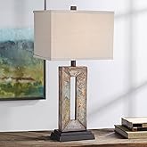 Franklin Iron Works Tahoe Small Rustic Traditional Style Table Lamp 26" High Natural Stale Rectangular Box Shade for Living R