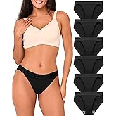 BAMBOO COOL Women's Bikini High Cut Lace Underwear for Women Breathable Moisture-Wicking Ladies Panties, 6-Pack