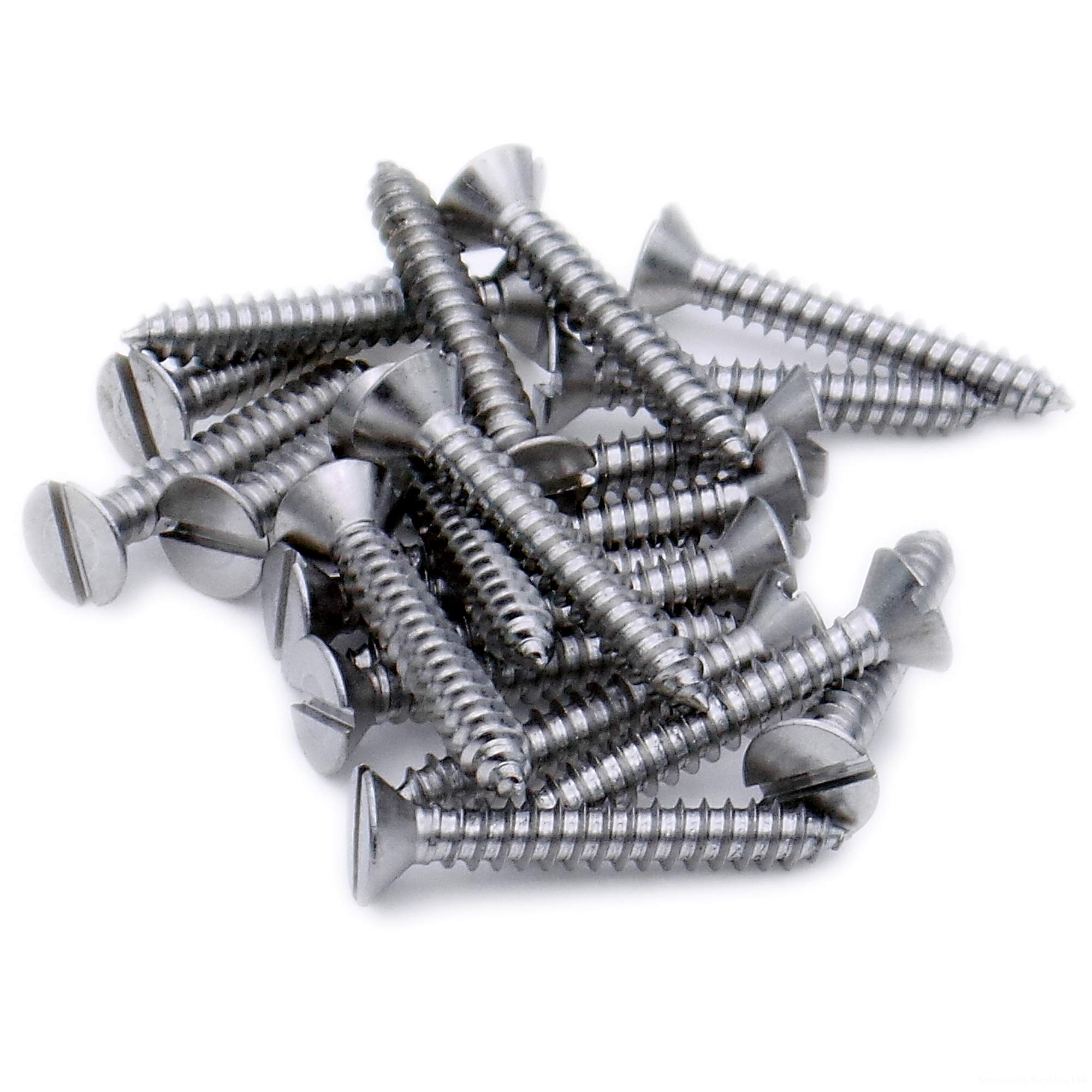 No.2 x 0.875 (2.2mm x 22mm) Slot Countersunk Self-Tapping Screw - Stainless Steel (A2) (Pack of 20)