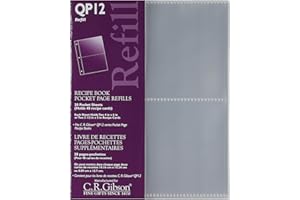 C.R. GIBSON CR Gibson QP-12 Small Recipe Book Pocket Page Refill 20 sheets