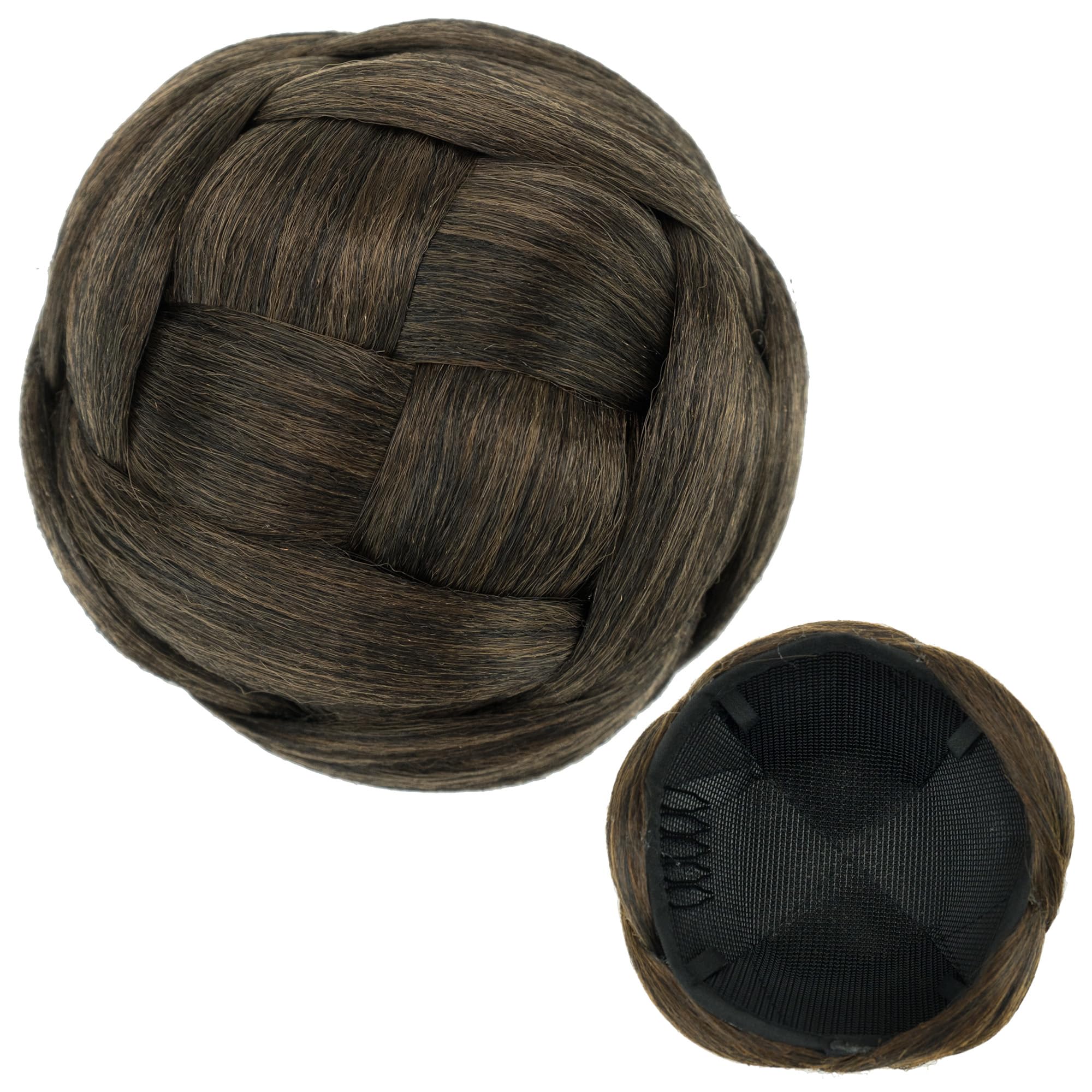 IMISSU Medium Size Braided Chignon Dancer Hair Cover Donut Hair Pieces Accessories Scrunchies Hair Bun Wig Updo Wedding Party for Women (Mix Brown)