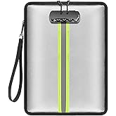 NatureTouch 5200℉ Fireproof Document Bag with Lock - Two Pockets Waterproof Money Bag with Zipper and Wristband - Important Document Holder for Cash, Valuables, Passports, Legal Paper Safe