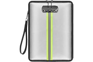 NatureTouch 5200℉ Fireproof Document Bag with Lock - Two Pockets Waterproof Money Bag with Zipper and Wristband - Important Document Holder for Cash, Valuables, Passports, Legal Paper Safe