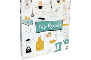 Better Kitchen Products Recipe Binder, Full Page 3 Ring Standard Binder Organizer Set (with 50 Page Protectors & 12 Category Divider Tabs) 11.5" x 12" Vintage Kitchen Design
