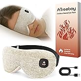 ATreebay Cordless Heated Eye Mask for Dry Eyes, Eye Mask for Dry Eyes, Washable Eye Heating Pad, Electric Warm Eye Compress, Gifts for Women Men (Warm Yellow)