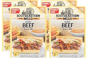 Southeastern Mills Gravy Mix, Roast Beef Gravy Mix, Custom Blend of Spices & Seasonings, Makes 3 ½ Cups of Gravy, Just Add Water 4.5 Ounce (Pack of 4)