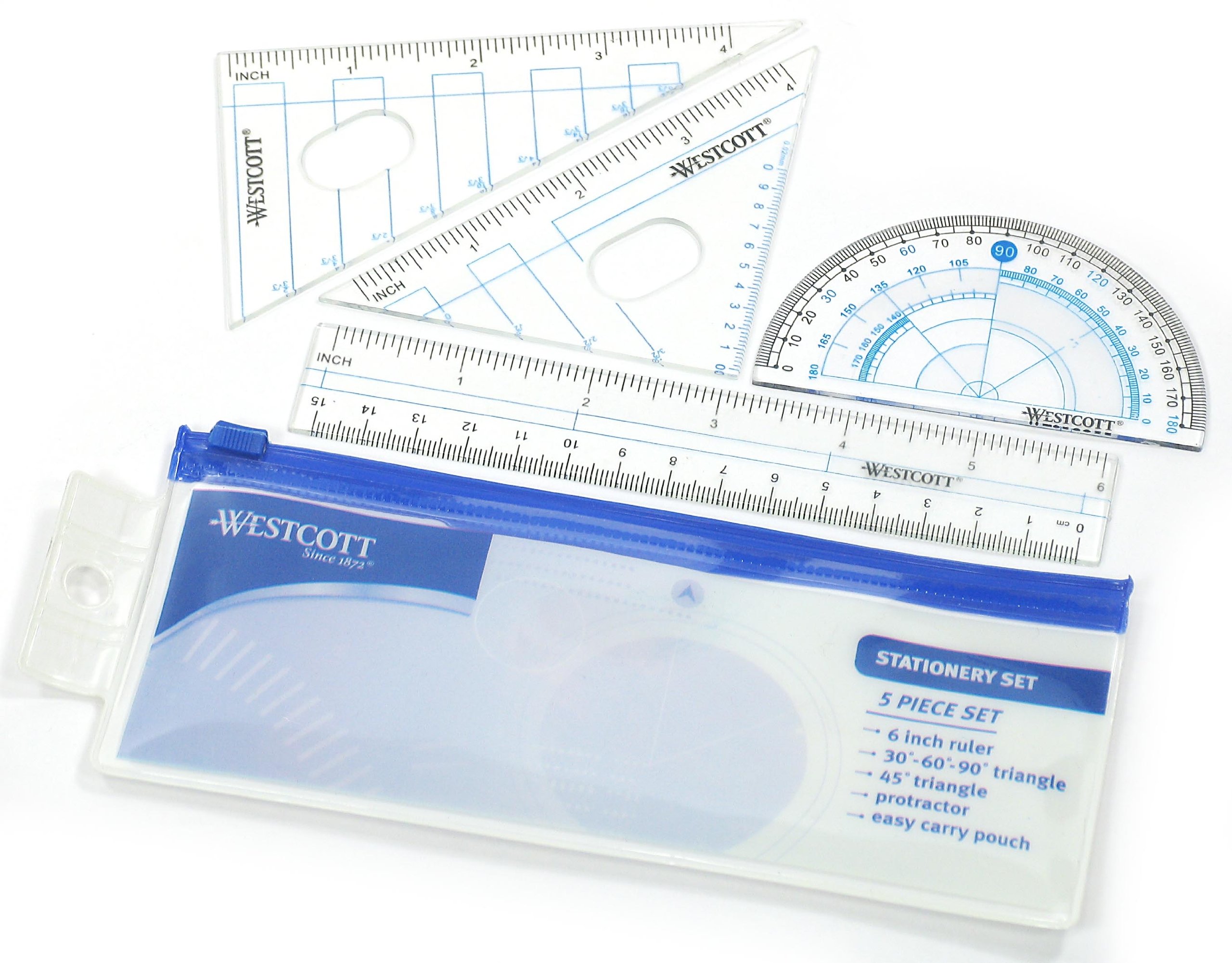 Westcott Five Piece Math Tool Kit, Blue and Gray (14550)
