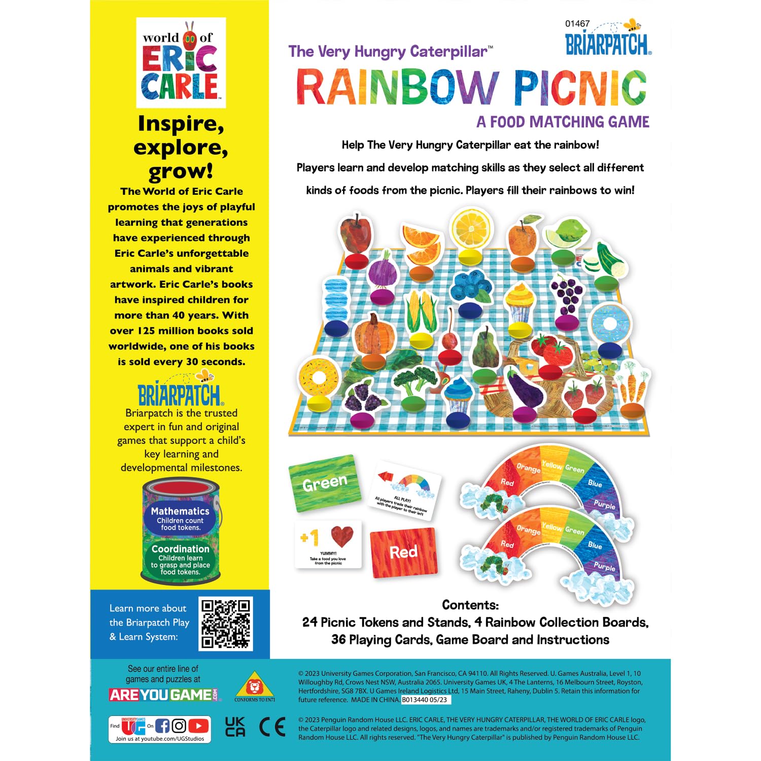 Briarpatch, The Very Hungry Caterpillar Rainbow Picnic Game, Based On Board Books by Eric Carle, Preschool Learning for Kids