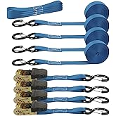 4Pack Ratchet Straps, 20Ft Ratchet Tie Down Straps, 1700 LB Break Strength Ratchet Cargo Straps with Safety Lock S Hooks & Soft Loops for Moving Cargo, Motorcycle, Appliances, Lawn Equipment