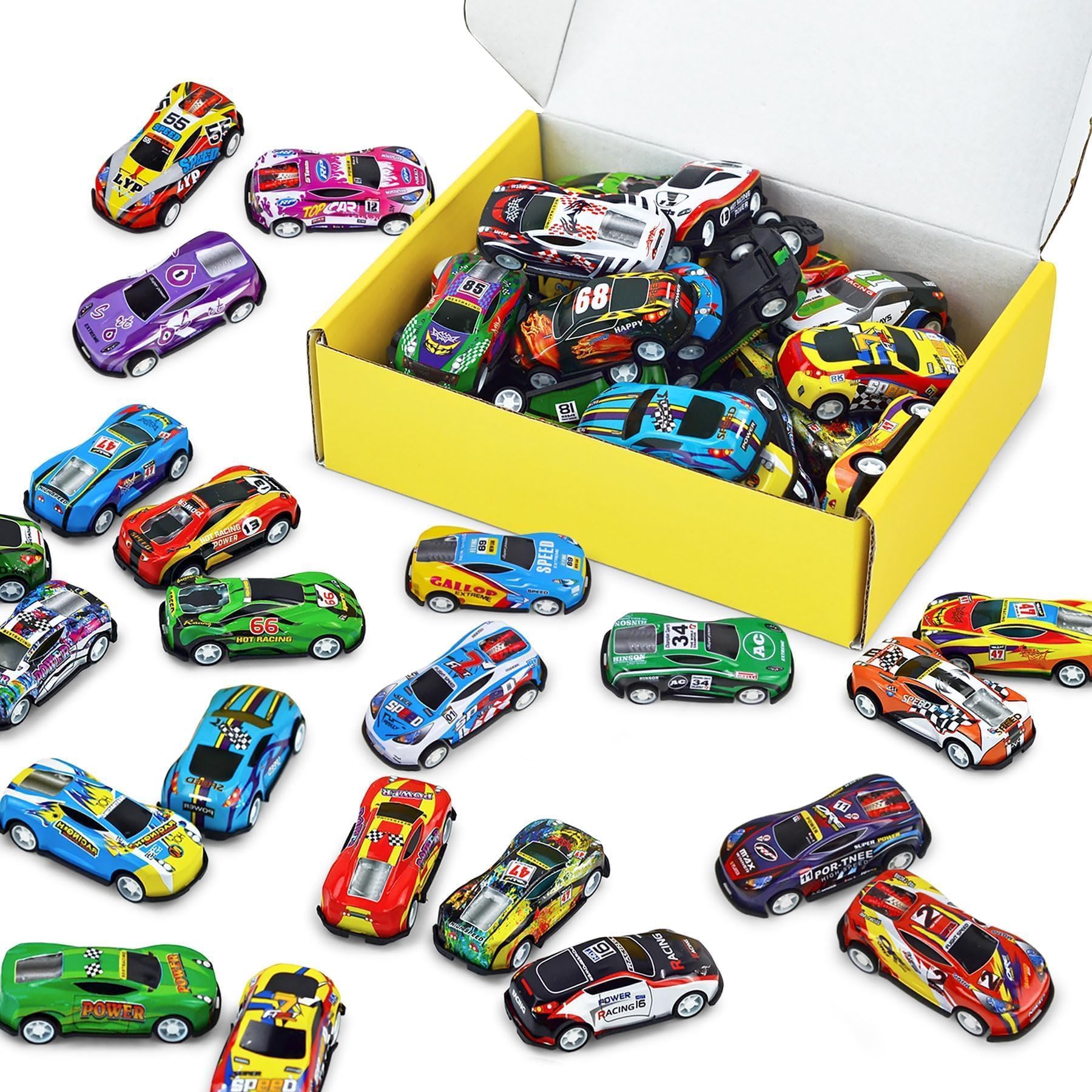 Vileafy 30 Mini Race Cars for Classroom Prizes, Party Favors for Kids 4-8 Years Old, Bulk Small Pull Back Car Toys for Treasure Box, Mini Toys Cars for Boys and Girls Christmas Stocking Stuffers