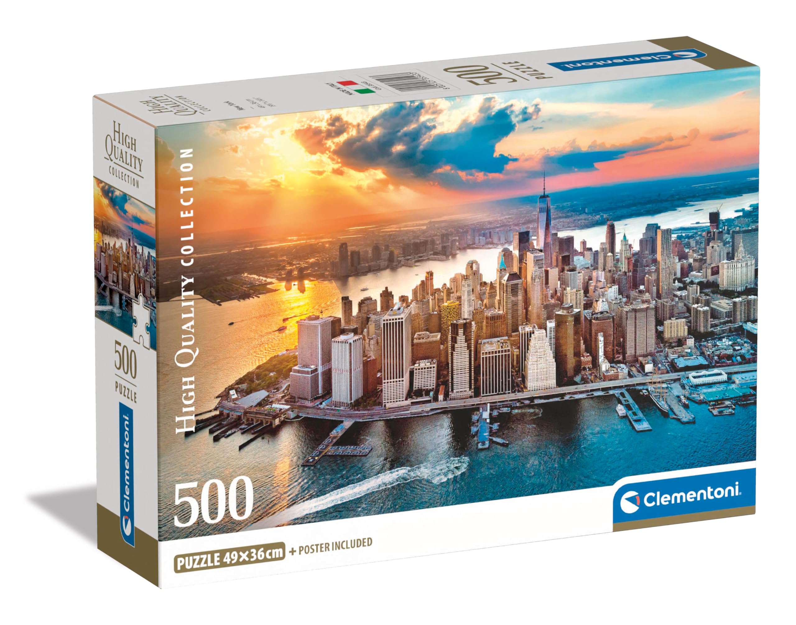 Clementoni Jigsaw Puzzle Collection - New York 500 Pieces - Poster Included, Puzzle For Adults 14-99 Years, Gift For Men/Women, City, America, New York, Made In Italy, 35543