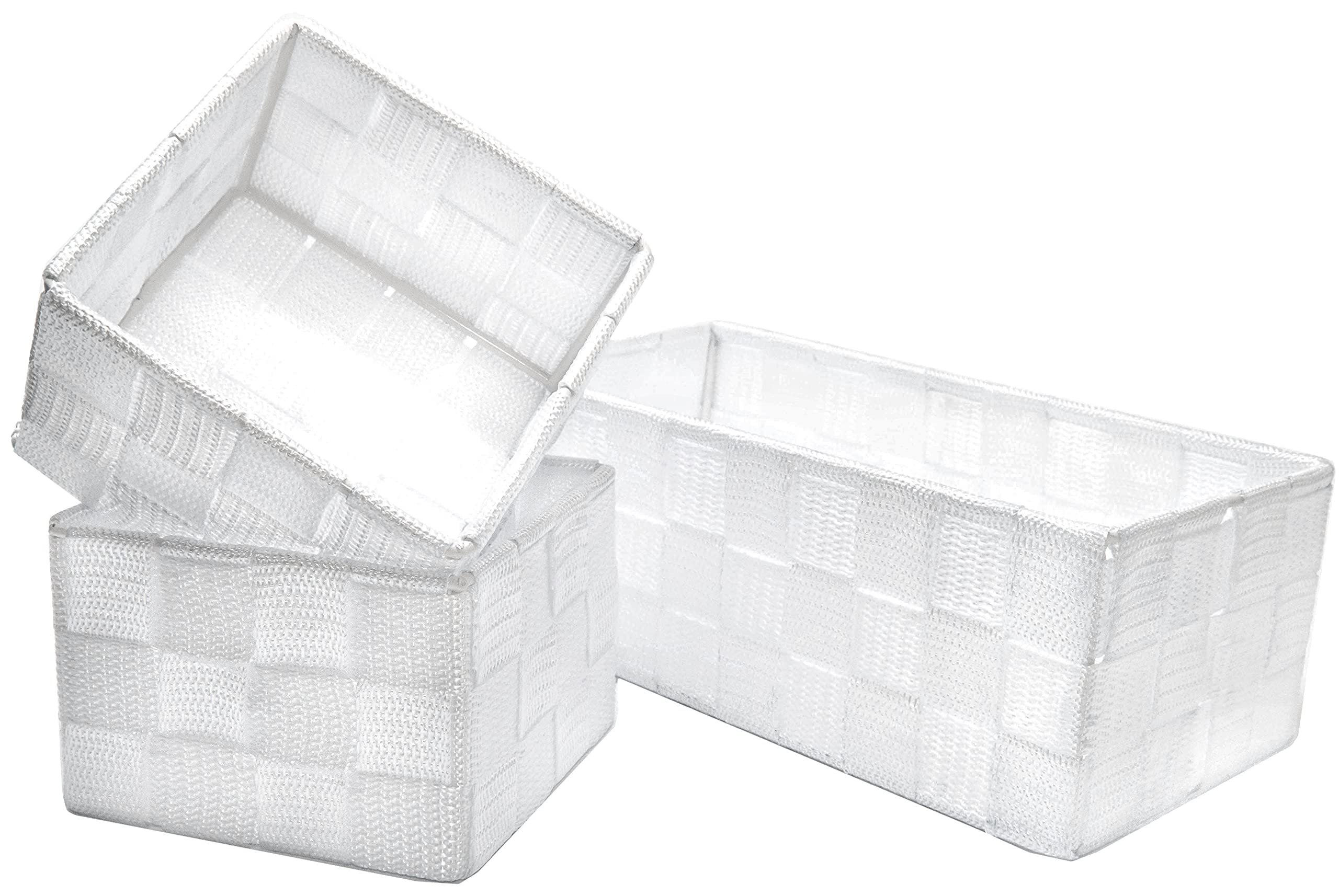 Storage Baskets, 3 Pack, White, Storage Baskets Sets, Woven Boxes for Home, Kitchens, Offices, Cupboards, Bathrooms, Shelves, Boxes