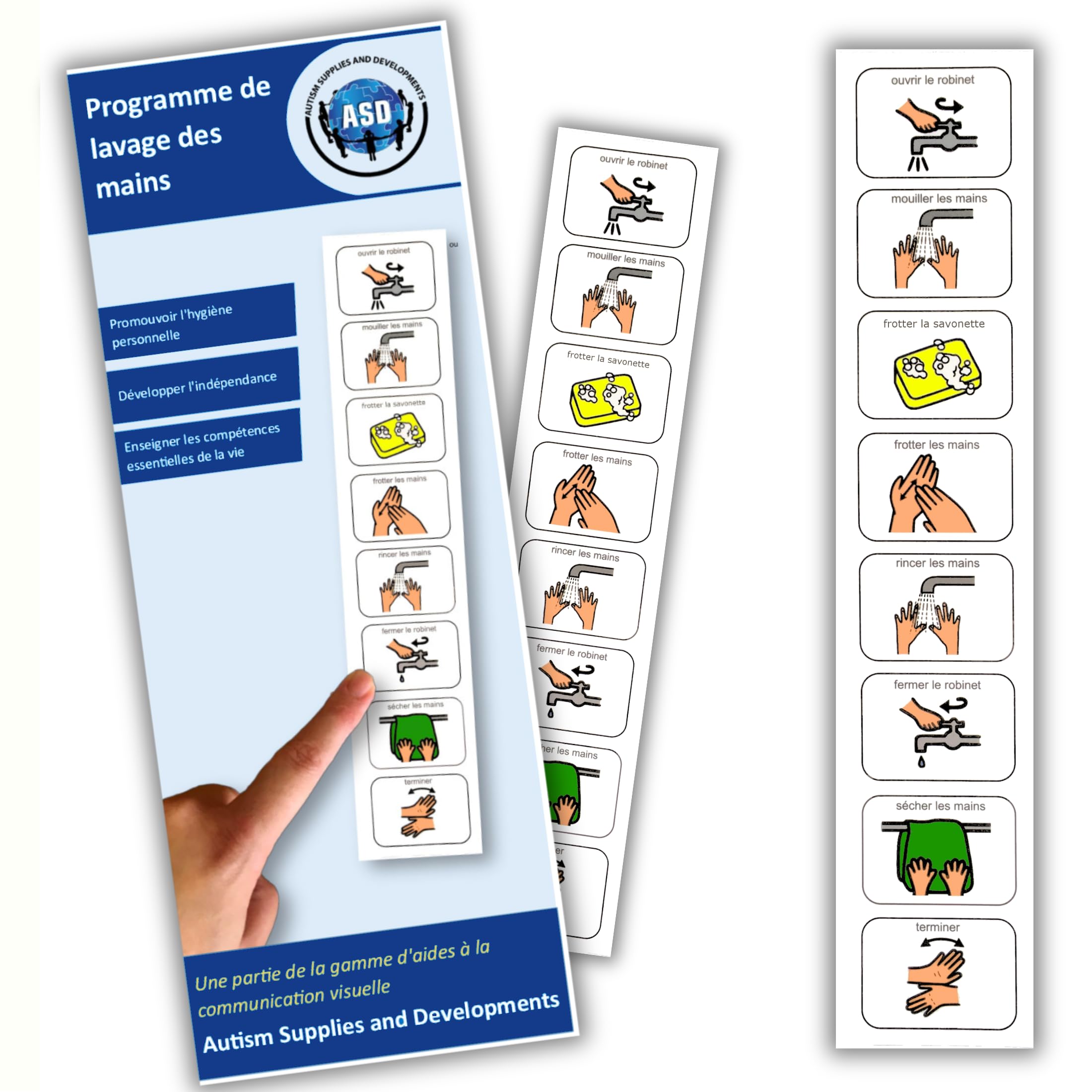 Plastic Visual Washing Hands Schedule (French) — image 1