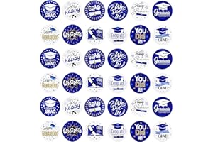 Ercadio 10 Pack 2025 Graduation Stickers Blue Class of 2025 Round Label Stickers 2025 Congrats Grad Adhesive Stickers Graduation Sealing Decal for Candy Bag Gifts Wrapping Grad Party Decor Supplies