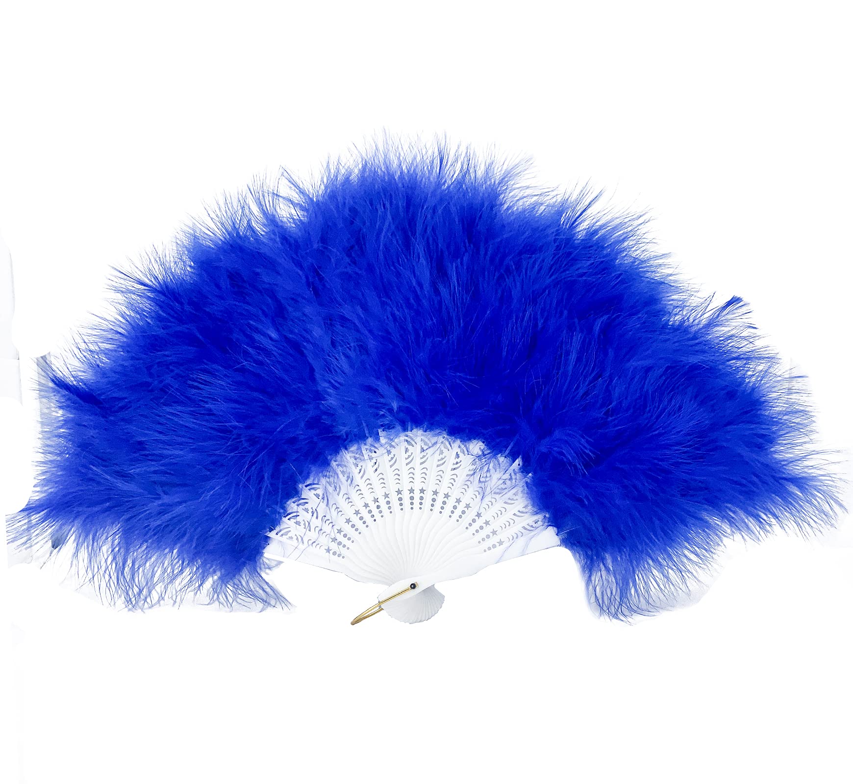 FANSOFFANS Marabou Feather Hand Fan 45cm, Fancy Dress Wedding Party Favour Gift Outdoor Vintage Dance Photoshoot (Navy Blue) — image 1