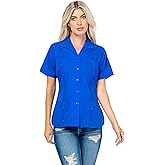 Mojito Collection Women's Cotton Blend Classic Short Sleeve 4-Pocket Guayabera