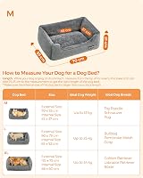 Feandrea Dog Bed Linen-Look Pet Bed with Raised Edges 70x55x21 cm Dark Grey view 7