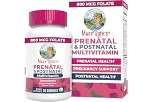 MaryRuth Organics Prenatal Vitamins for Women | USDA Organic Prenatal Gummies | Postnatal Vitamins for Women Breastfeeding | Methylfolate 800 mcg DFE | Iodine | Vegan | Non GMO | 30 Servings