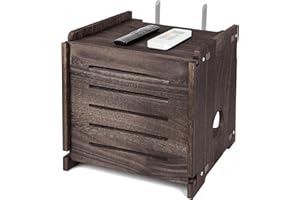 BEARUT WiFi Router Storage Box Modem Cable Shelf Router Cover Router Shelf Hider Power Strip and Cable Management Rack Office Desktop Organizer Shelves Need Assembly Wood