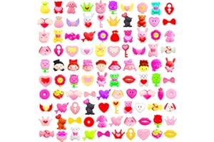 CHERISLPY 100Pcs Valentines Day Gifts Mochi Squishy Toys Mini Cute Squeeze Toys Stress Reliever Packs for Kids Girls Boys Valentine's Day Party Favors Gifts