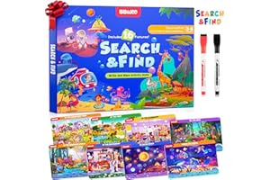 BBWOO Preschool Learning Activities Search and Find Activity Books, Travel Game for Road Trip Car Airplane, Busy Book Activit