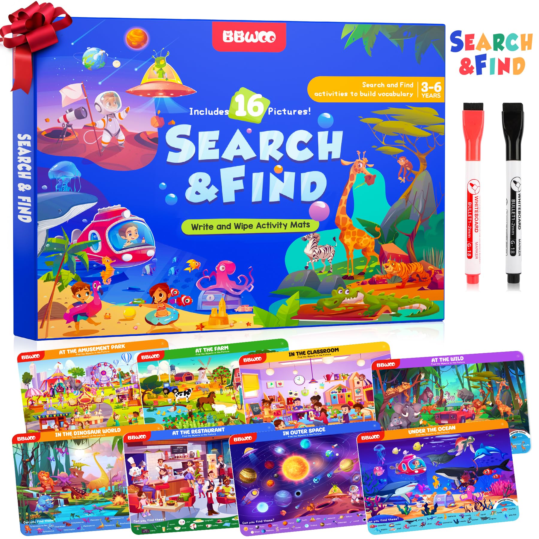 Photo 1 of **MISSING MARKERS***Search and Find Activity Books for Kids Ages 3-5, Travel Games Toys for Car Airplane, Road Trip Activities for Kids Games 4-8, Preschool Learning Activities,Educational Seek, Christmas Birthday Gifts